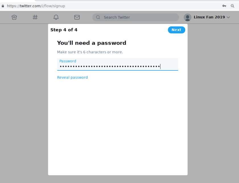 Create a Twitter password.