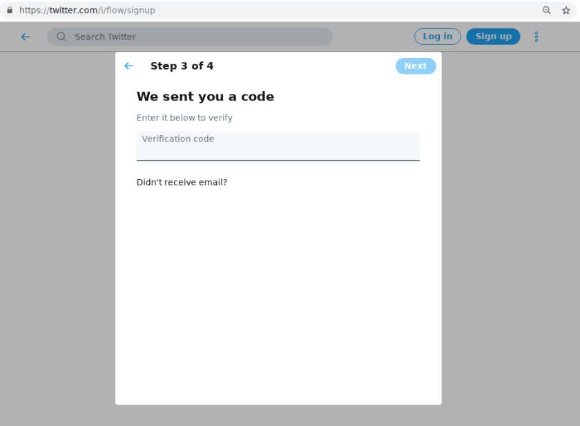 Twitter confirm email address. Check your email address for a code